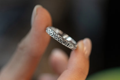 vkngjewelry Rings Sterling Silver Celtic Pattern Wedding Ring
