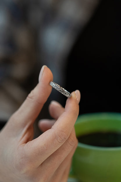 vkngjewelry Rings Sterling Silver Celtic Pattern Wedding Ring