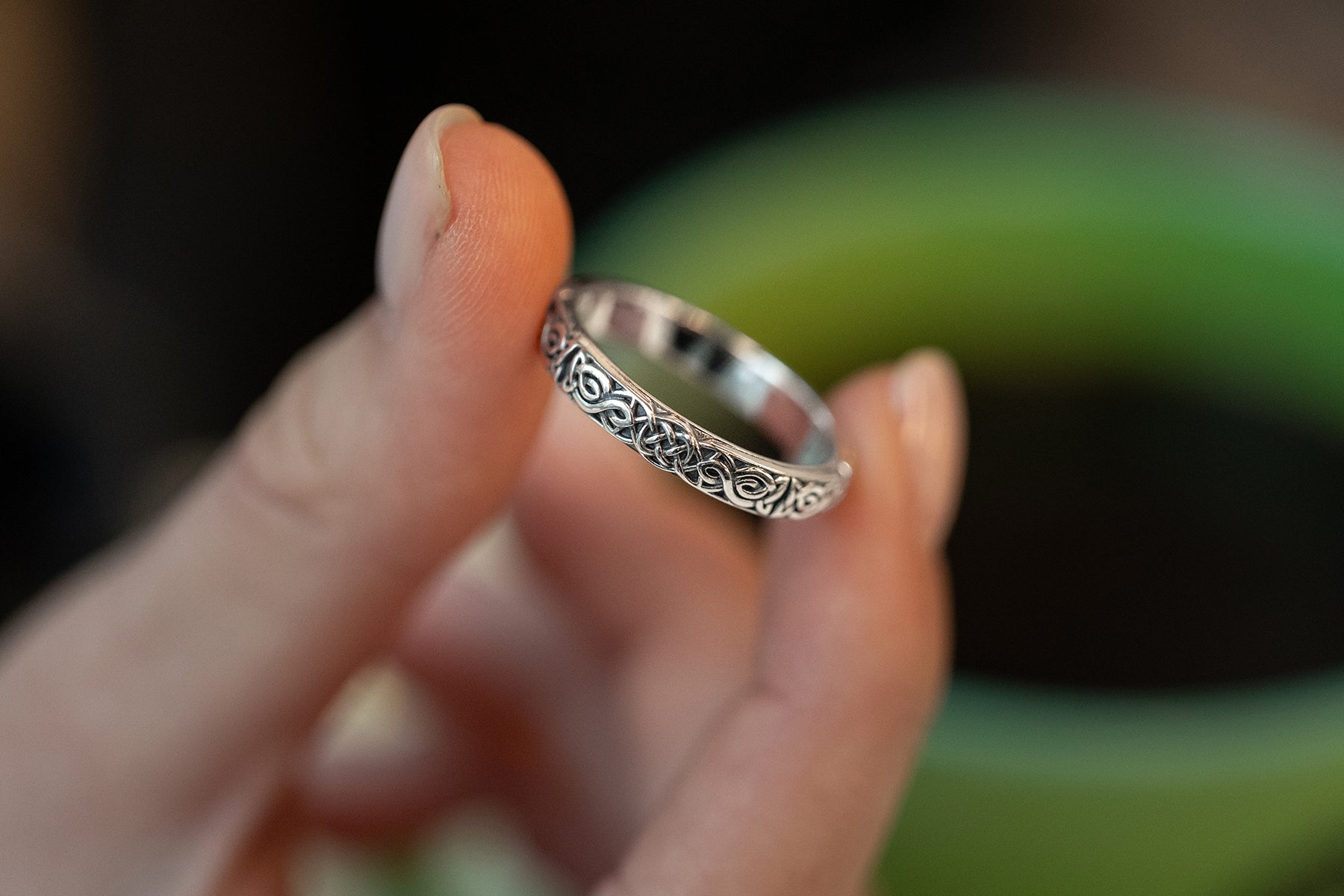 vkngjewelry Rings Sterling Silver Celtic Pattern Wedding Ring