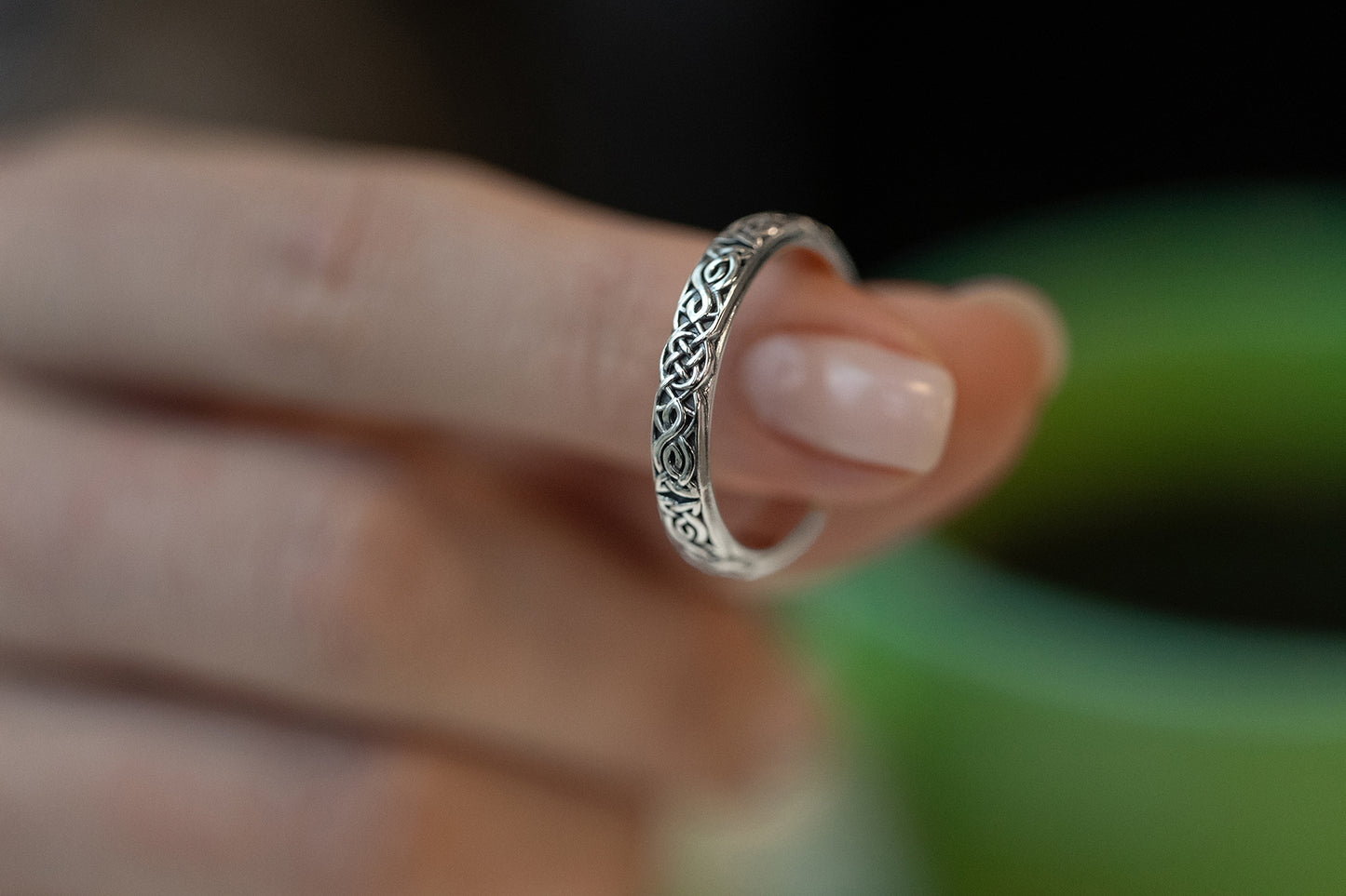 vkngjewelry Rings Sterling Silver Celtic Pattern Wedding Ring