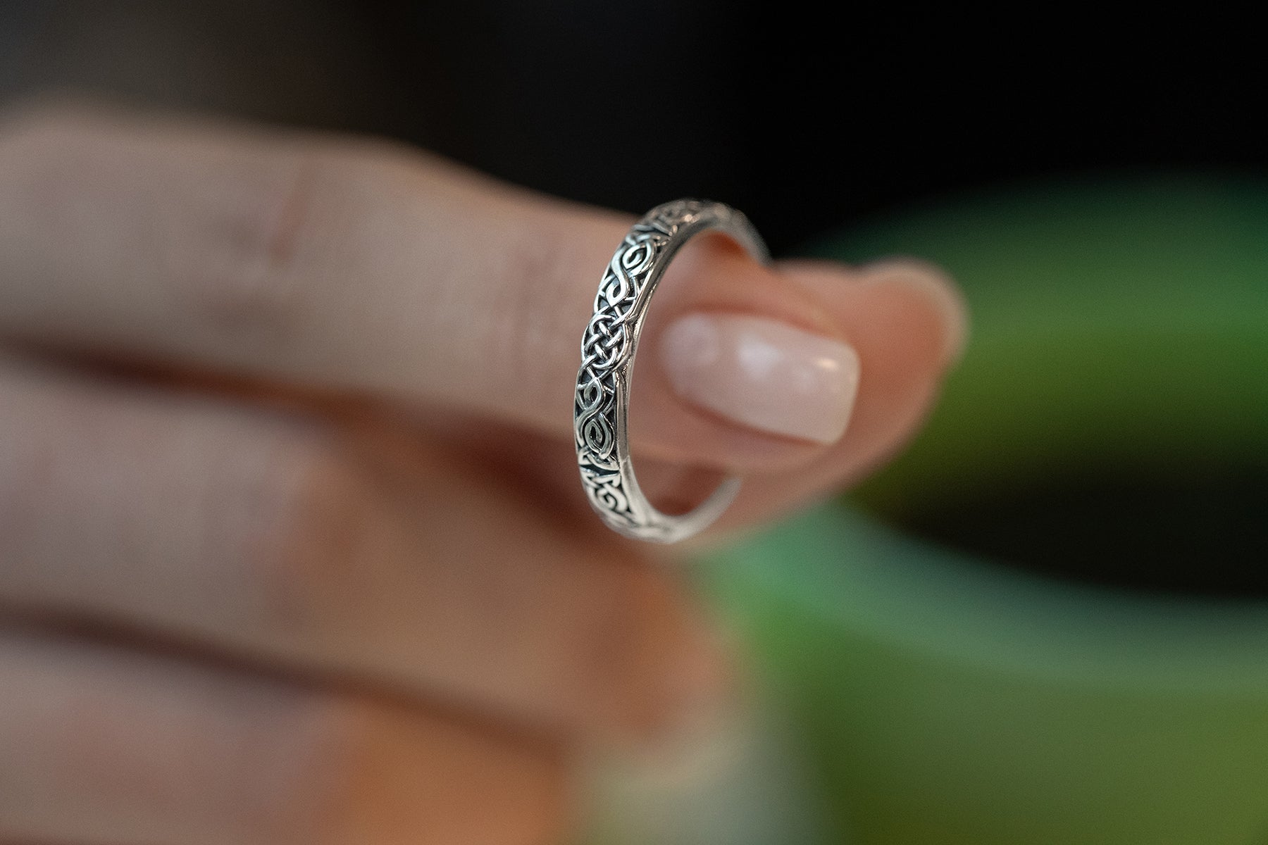 vkngjewelry Rings Sterling Silver Celtic Pattern Wedding Ring