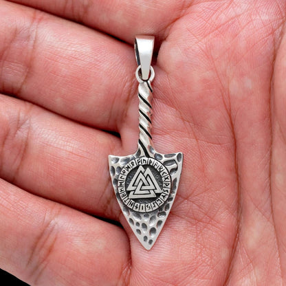 vkngjewelry Pendant Sterling Silver Gungnir Spear Pendant With Valknut