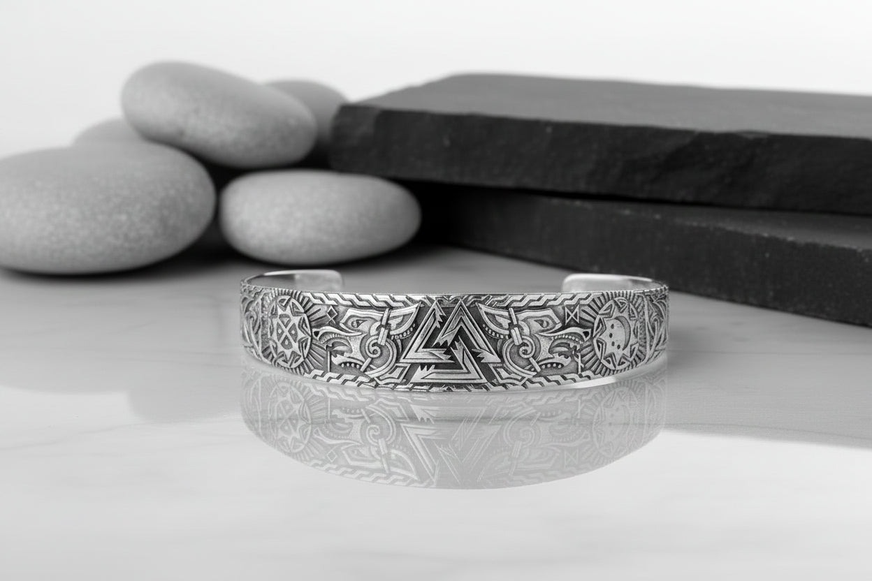 vkngjewelry Arm Ring Sterling Silver Hati and Sköll Arm Ring