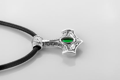 vkngjewelry Pendant Sterling Silver Heart of Mjölnir Pendant, Handcrafted Norse Thor's Hammer Necklace