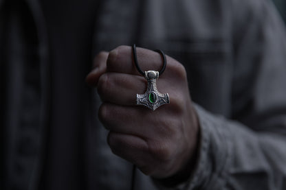 vkngjewelry Pendant Sterling Silver Heart of Mjölnir Pendant, Handcrafted Norse Thor's Hammer Necklace