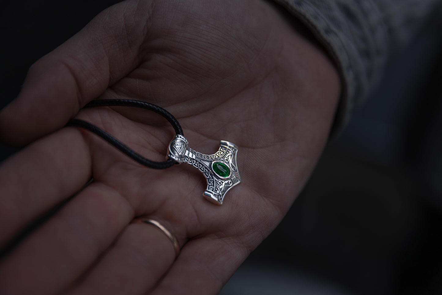 vkngjewelry Pendant Sterling Silver Heart of Mjölnir Pendant, Handcrafted Norse Thor's Hammer Necklace
