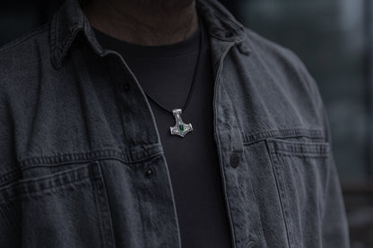 vkngjewelry Pendant Sterling Silver Heart of Mjölnir Pendant, Handcrafted Norse Thor's Hammer Necklace