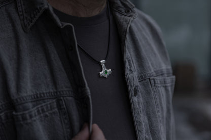 vkngjewelry Pendant Sterling Silver Heart of Mjölnir Pendant, Handcrafted Norse Thor's Hammer Necklace