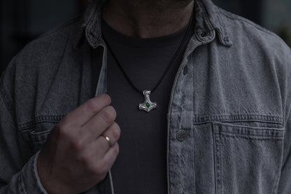 vkngjewelry Pendant Sterling Silver Heart of Mjölnir Pendant, Handcrafted Norse Thor's Hammer Necklace