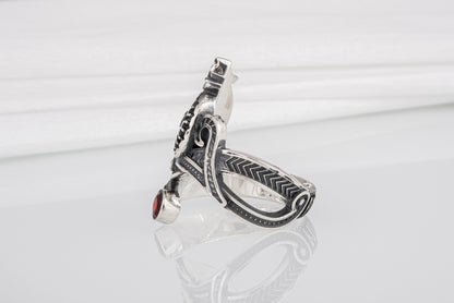 vkngjewelry Ring Sterling Silver Helm of Awe Wolf Ring Handmade Norse Jewelry