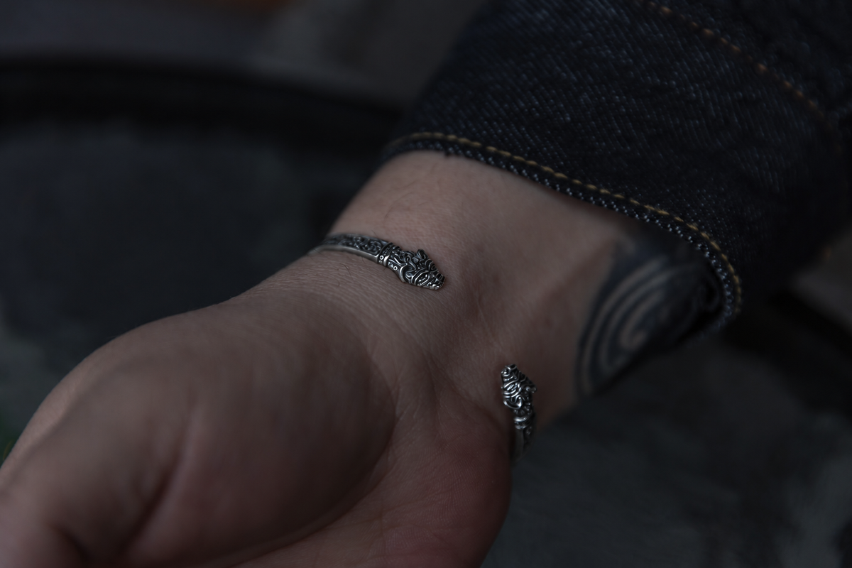 vkngjewelry Arm Ring Sterling Silver Jörmungandr Norse Serpent Arm Ring