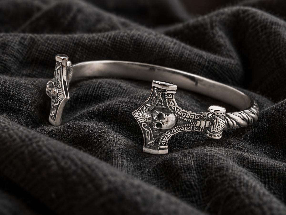 vkngjewelry Arm Ring Sterling Silver Thor’s Hammer Mjölnir Viking Bracelet