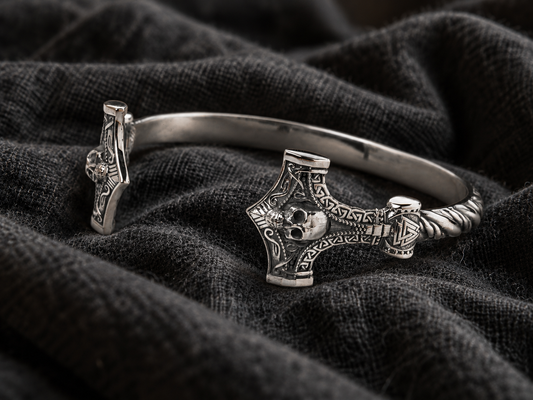 vkngjewelry Arm Ring Sterling Silver Thor’s Hammer Mjölnir Viking Bracelet