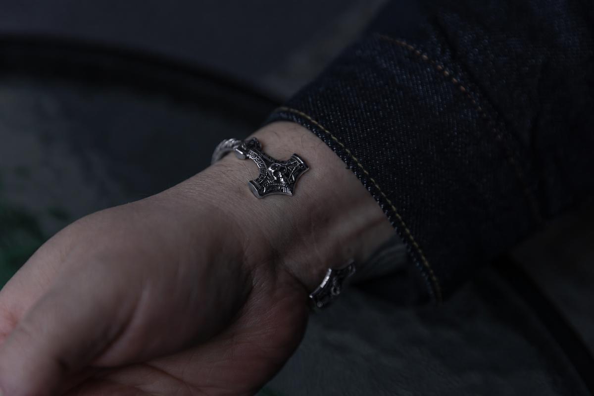 vkngjewelry Arm Ring Sterling Silver Thor’s Hammer Mjölnir Viking Bracelet