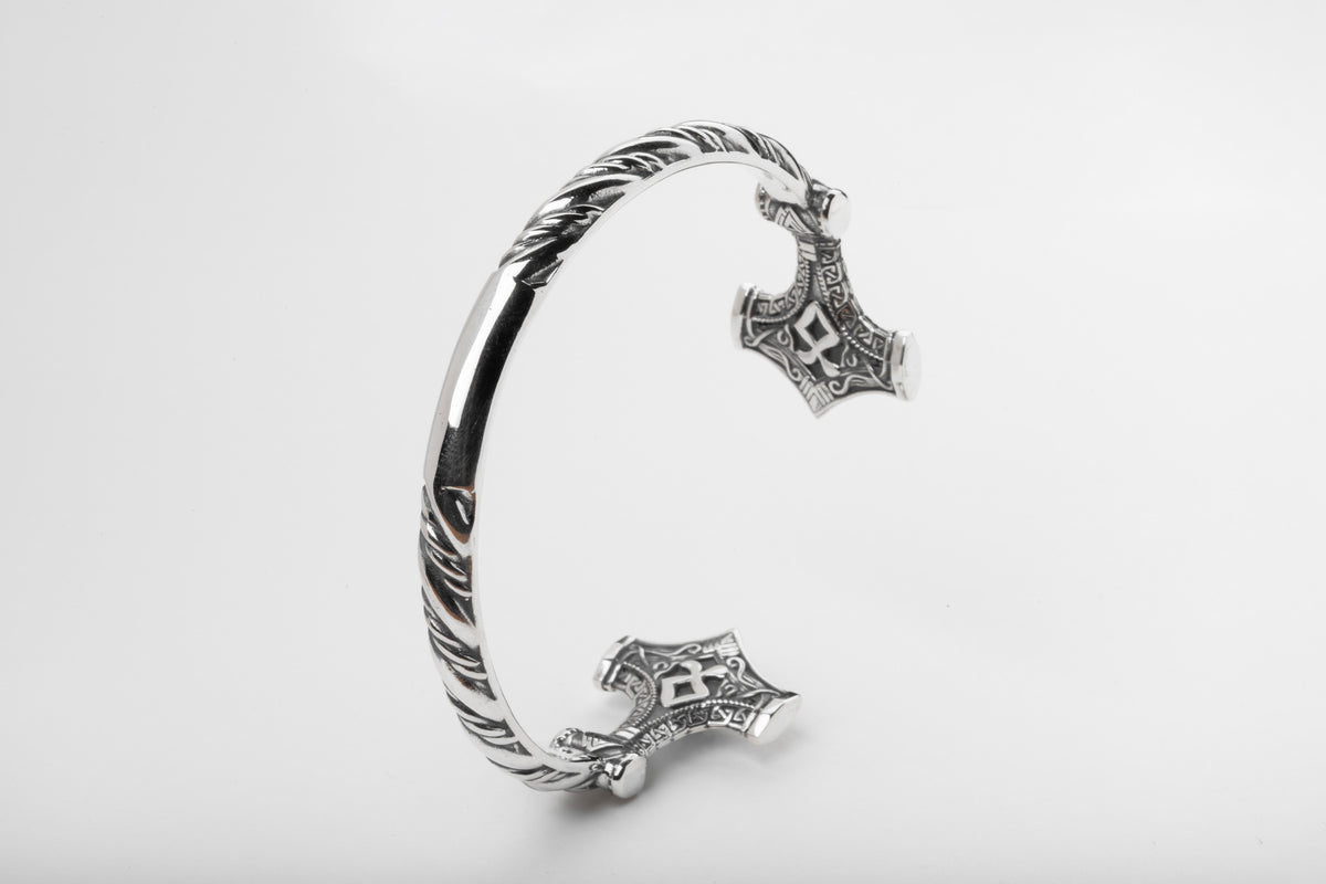 vkngjewelry Arm Ring Sterling Silver Thor’s Hammer Mjölnir Viking Bracelet