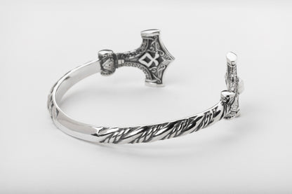 vkngjewelry Arm Ring Sterling Silver Thor’s Hammer Mjölnir Viking Bracelet