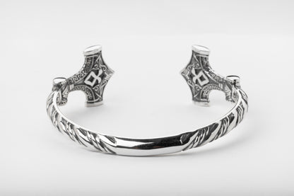 vkngjewelry Arm Ring Sterling Silver Thor’s Hammer Mjölnir Viking Bracelet