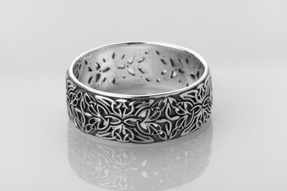 vkngjewelry Rings Sterling Silver Triquetra Wedding Band, Handcrafted Viking Jewelry
