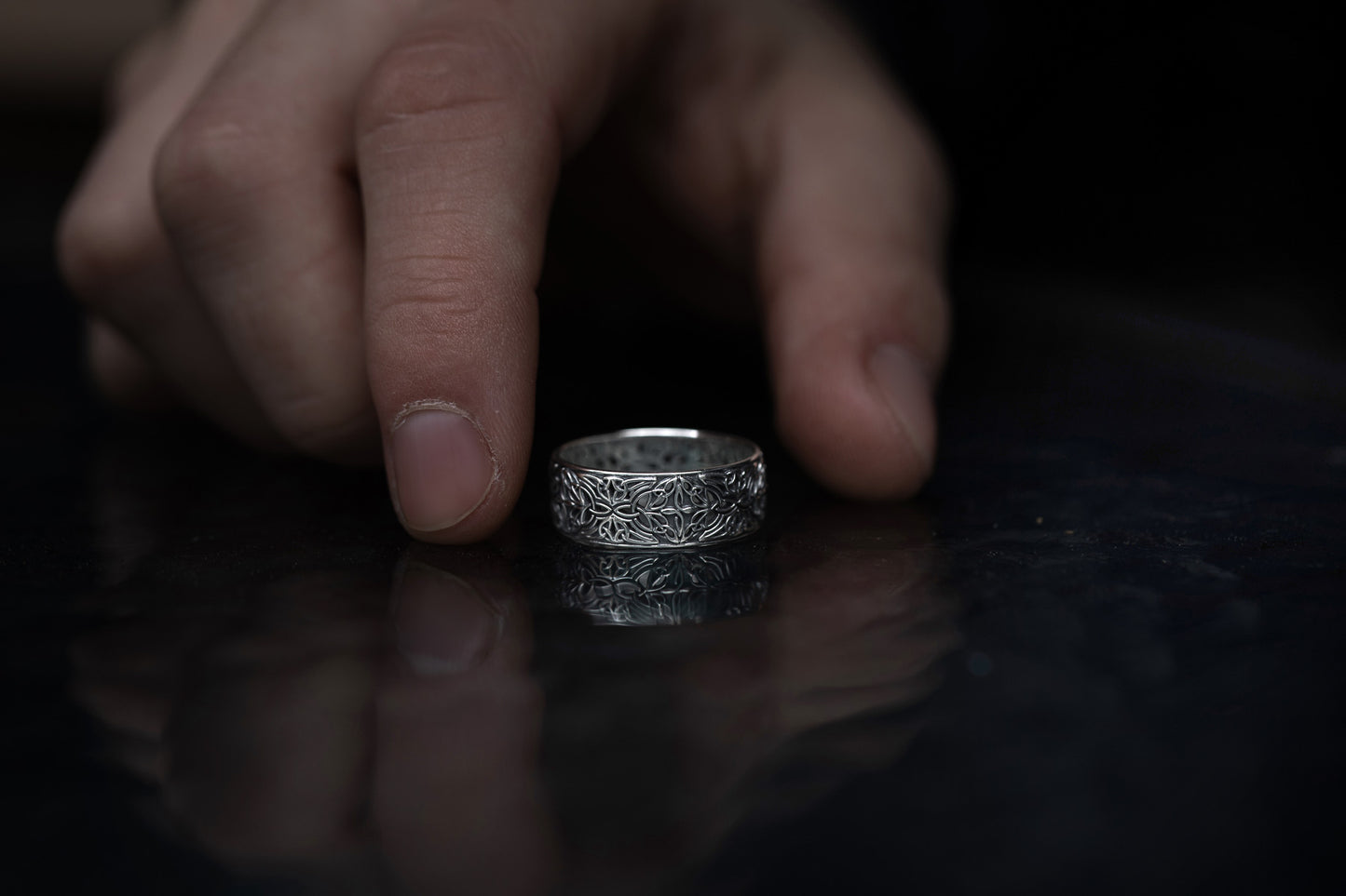 vkngjewelry Rings Sterling Silver Triquetra Wedding Band, Handcrafted Viking Jewelry