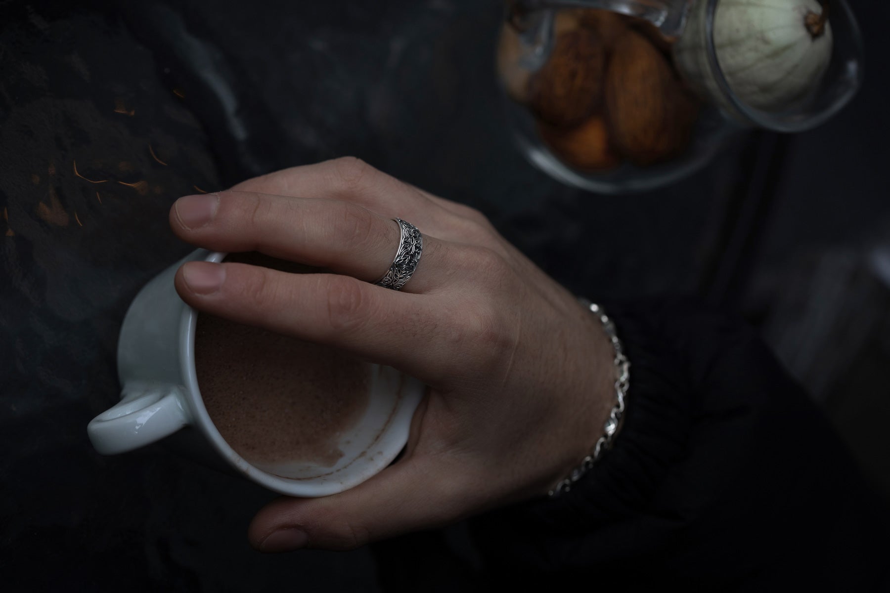 vkngjewelry Rings Sterling Silver Triquetra Wedding Band, Handcrafted Viking Jewelry