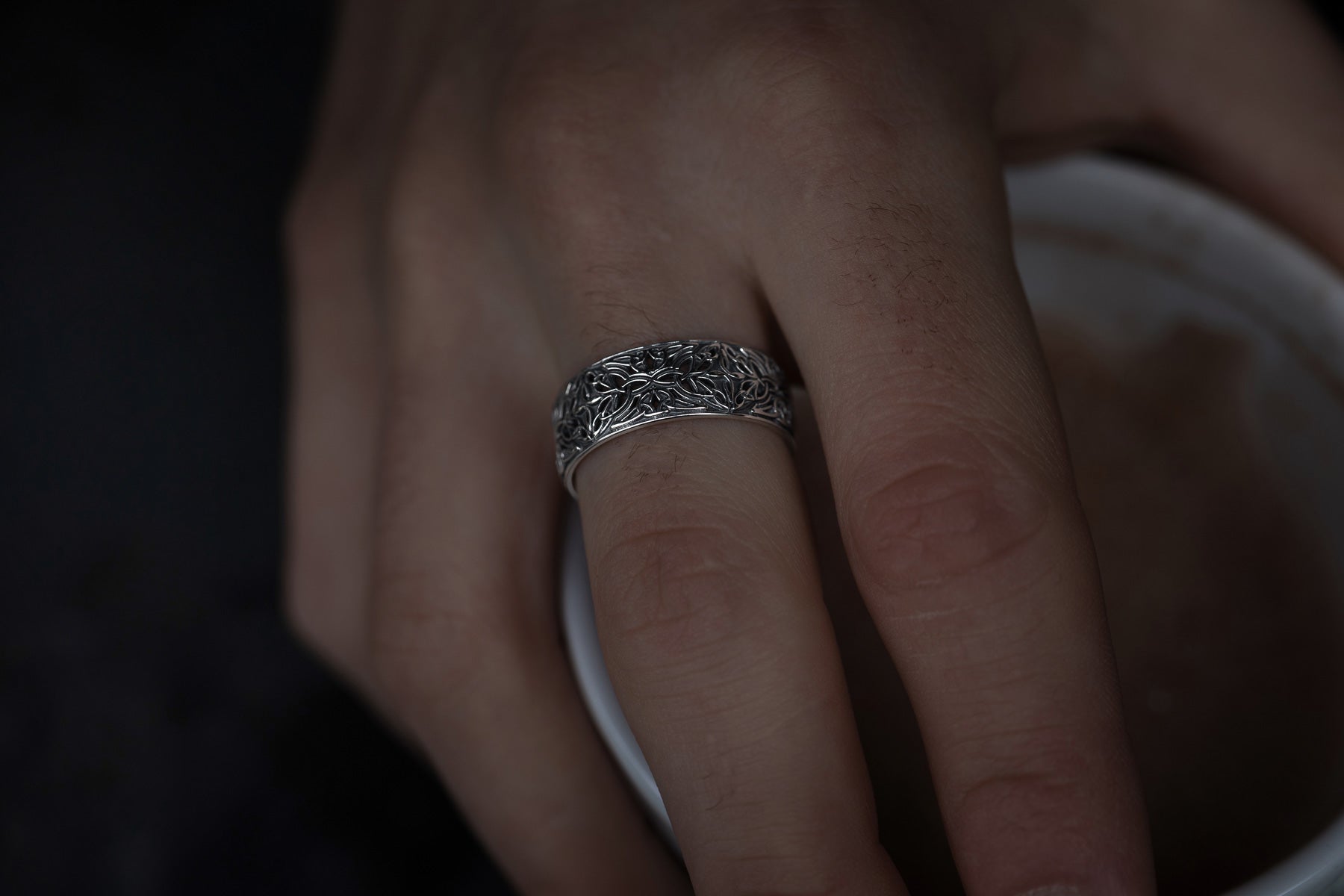 vkngjewelry Rings Sterling Silver Triquetra Wedding Band, Handcrafted Viking Jewelry