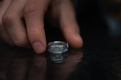 vkngjewelry Rings Sterling Silver Triquetra Wedding Band, Handcrafted Viking Jewelry