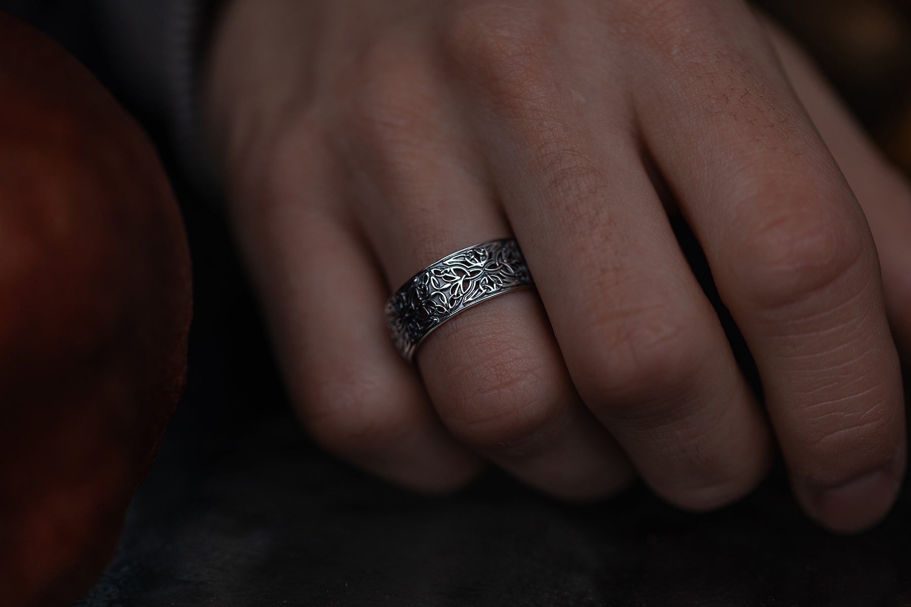 vkngjewelry Rings Sterling Silver Triquetra Wedding Band, Handcrafted Viking Jewelry