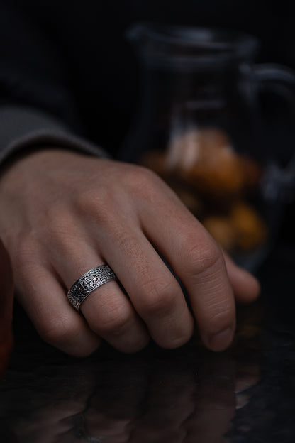 vkngjewelry Rings Sterling Silver Triquetra Wedding Band, Handcrafted Viking Jewelry