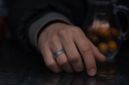 vkngjewelry Rings Sterling Silver Triquetra Wedding Band, Handcrafted Viking Jewelry