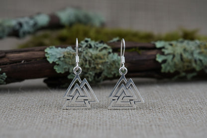 vkngjewelry Earrings Sterling Silver Valknut Pendant Earrings