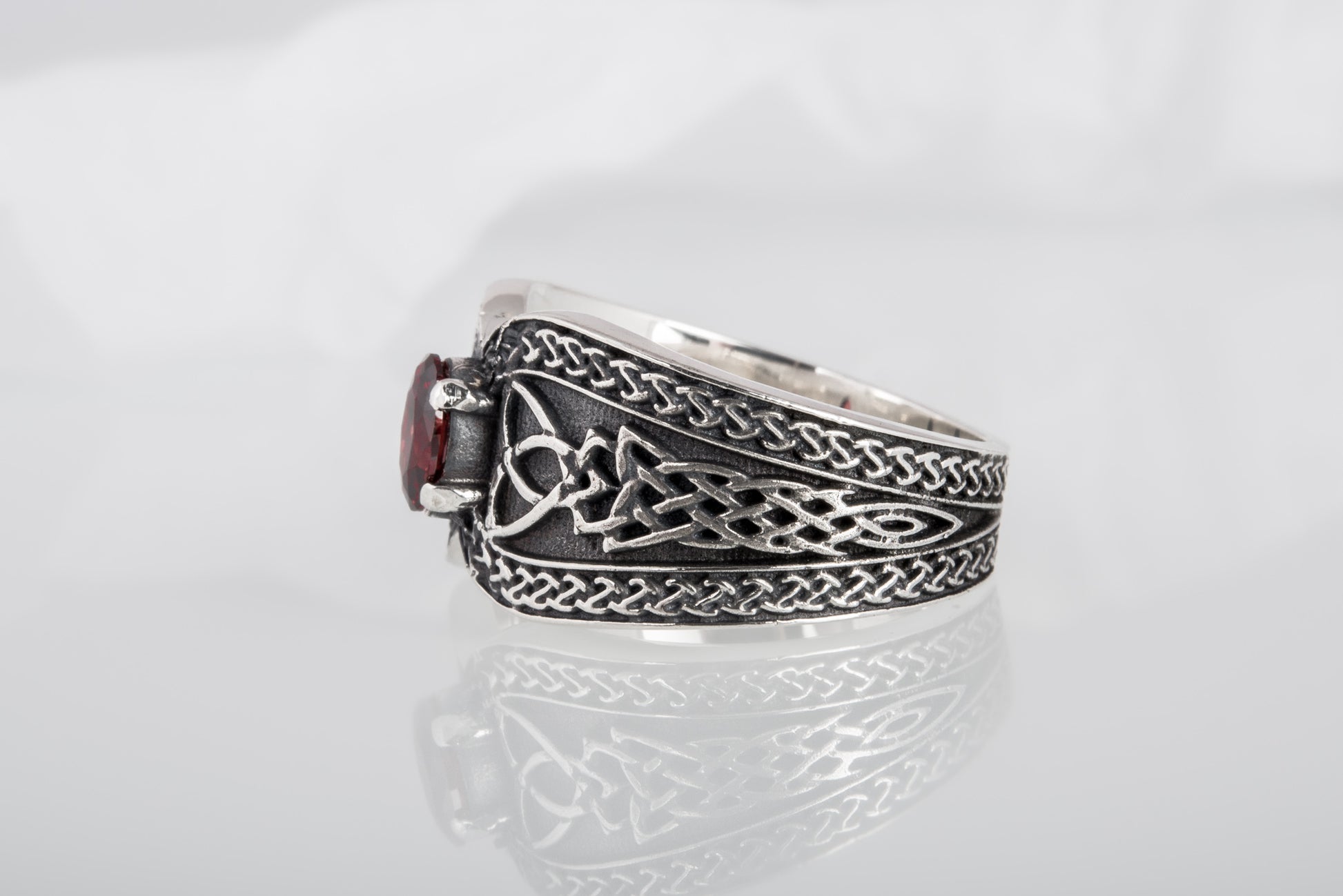 vkngjewelry Ring Sterling Silver Viking Ornament Ring Handcrafted Knotwork Jewelry