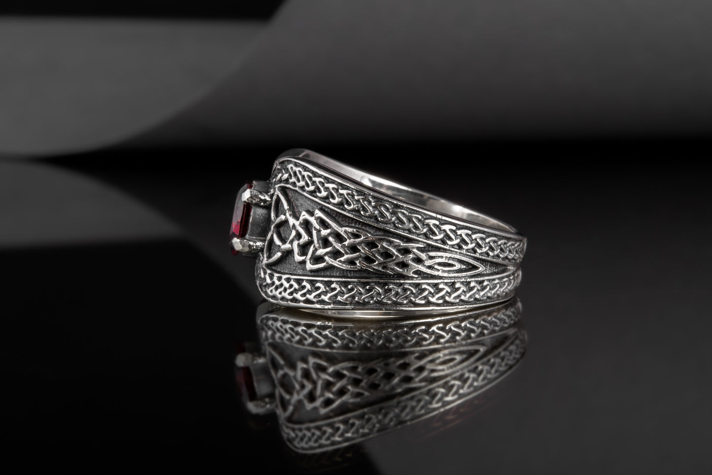 vkngjewelry Ring Sterling Silver Viking Ornament Ring Handcrafted Knotwork Jewelry