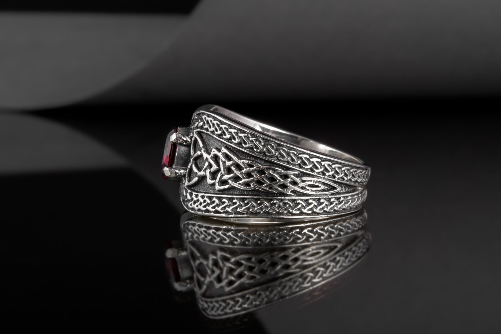 vkngjewelry Ring Sterling Silver Viking Ornament Ring Handcrafted Knotwork Jewelry
