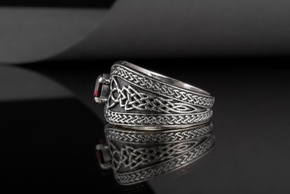 vkngjewelry Ring Sterling Silver Viking Ornament Ring Handcrafted Knotwork Jewelry