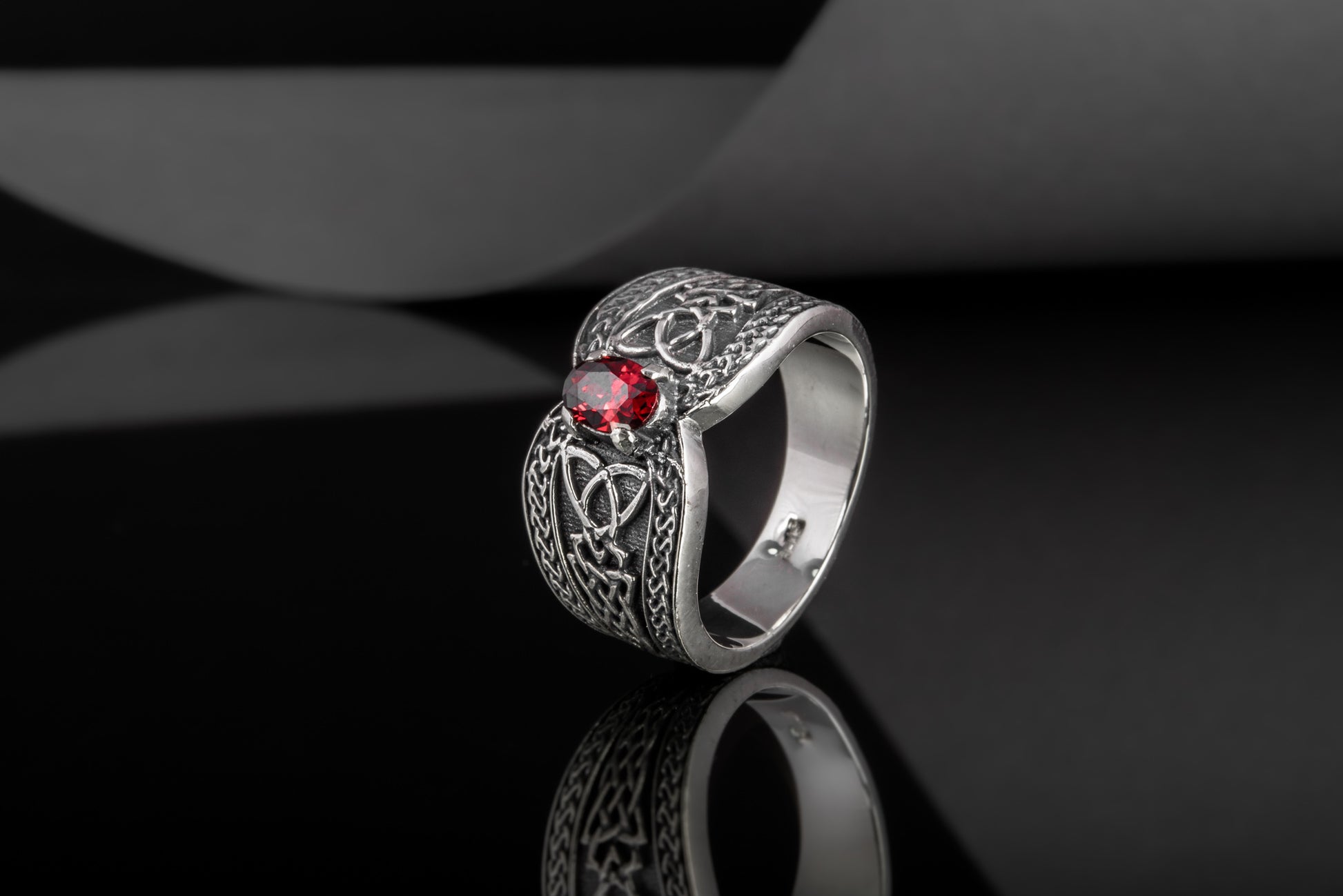 vkngjewelry Ring Sterling Silver Viking Ornament Ring Handcrafted Knotwork Jewelry