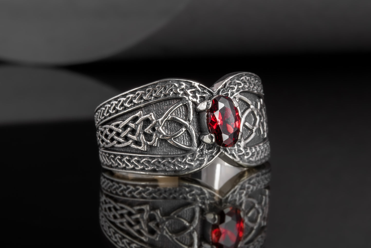vkngjewelry Ring Sterling Silver Viking Ornament Ring Handcrafted Knotwork Jewelry