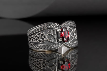 vkngjewelry Ring Sterling Silver Viking Ornament Ring Handcrafted Knotwork Jewelry