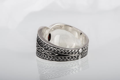 vkngjewelry Ring Sterling Silver Viking Ornament Ring Handcrafted Knotwork Jewelry