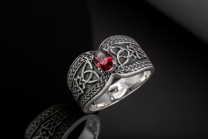 vkngjewelry Ring Sterling Silver Viking Ornament Ring Handcrafted Knotwork Jewelry