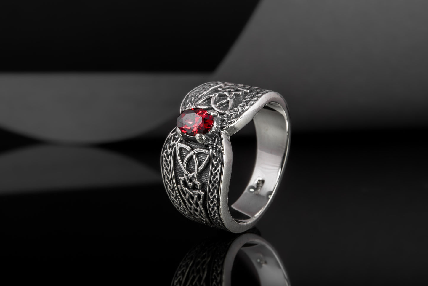 vkngjewelry Ring Sterling Silver Viking Ornament Ring Handcrafted Knotwork Jewelry