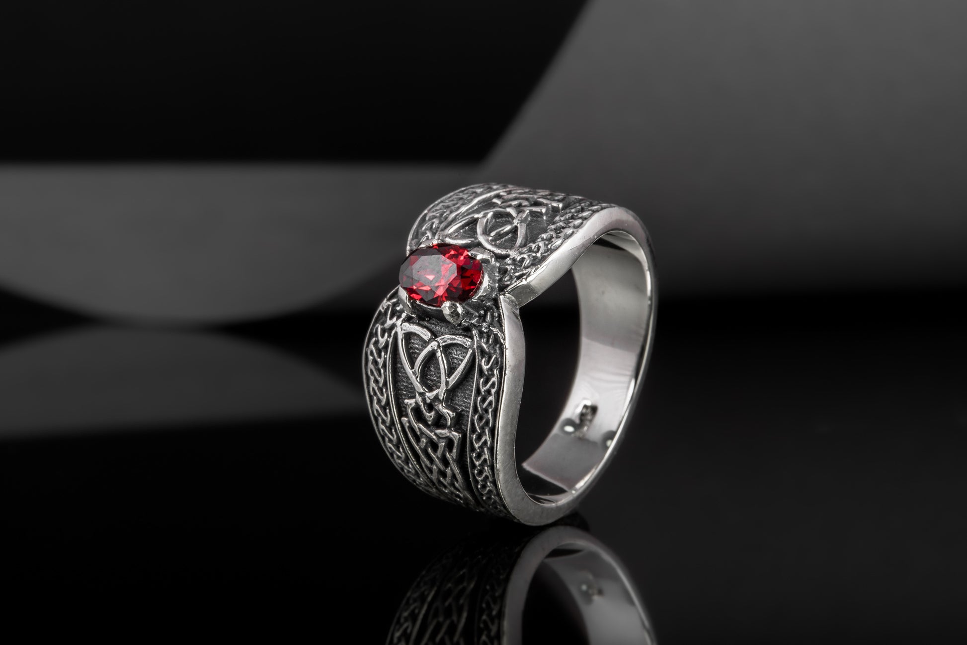 vkngjewelry Ring Sterling Silver Viking Ornament Ring Handcrafted Knotwork Jewelry