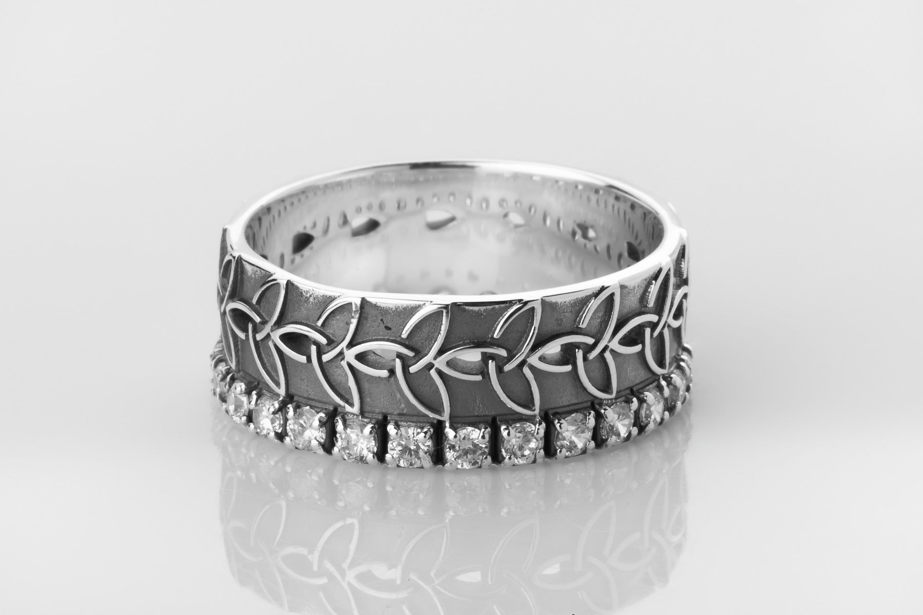 vkngjewelry Rings Sterling Silver Wedding Braided Ring, Triquetra Knot Band