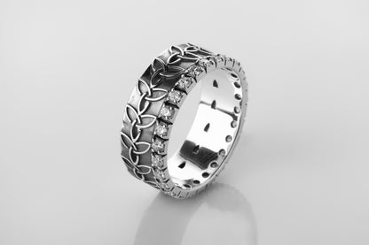 vkngjewelry Rings Sterling Silver Wedding Braided Ring, Triquetra Knot Band