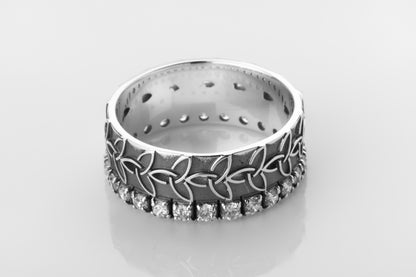 vkngjewelry Rings Sterling Silver Wedding Braided Ring, Triquetra Knot Band