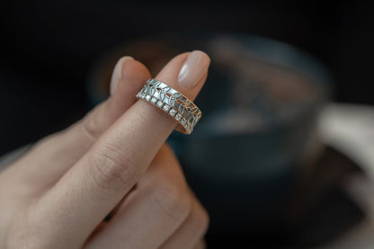 vkngjewelry Rings Sterling Silver Wedding Braided Ring, Triquetra Knot Band