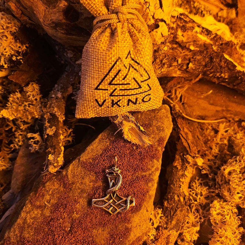 vkngjewelry Pendant Thor Hammer Jormungandr Solid Bronze Pendant