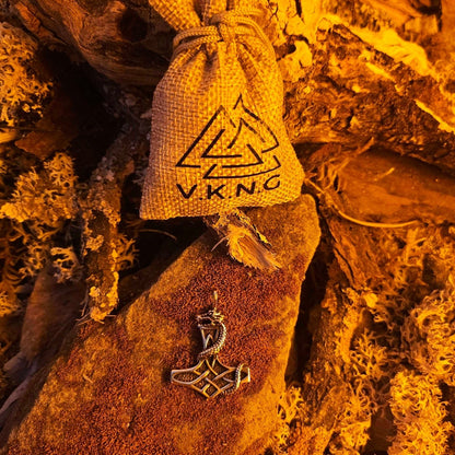 vkngjewelry Pendant Thor Hammer Jormungandr Solid Bronze Pendant