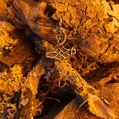 vkngjewelry Pendant Thor Hammer Jormungandr Solid Bronze Pendant