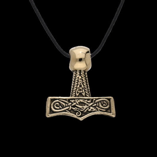 vkngjewelry Pendant Handcrafted Thor's Hammer Bronze Mjolnir with Ornament Pendant