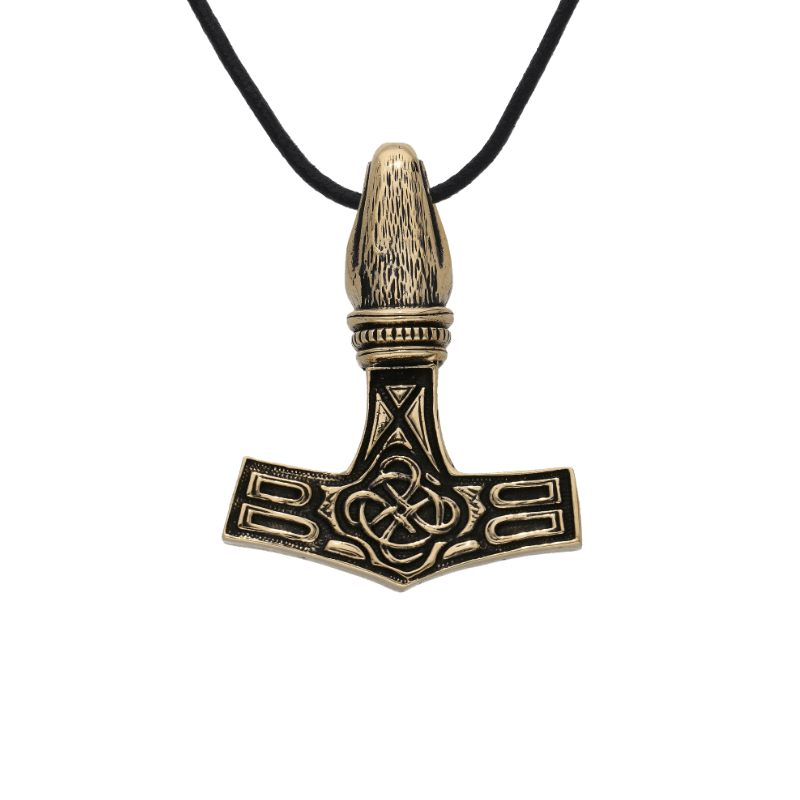 vkngjewelry Pendant Thor's Hammer Mjolnir Raven Head Pendant Bronze